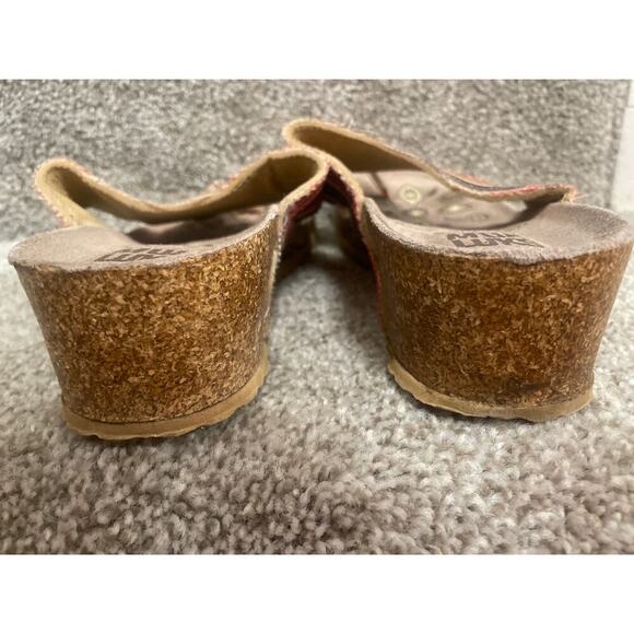 Muk Luks Canvas Striped Thong Wedge Sandal, sz 39 - Picture 5 of 6